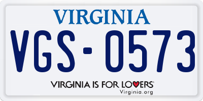 VA license plate VGS0573