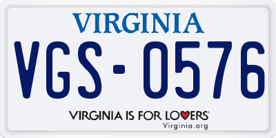VA license plate VGS0576
