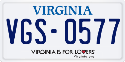 VA license plate VGS0577