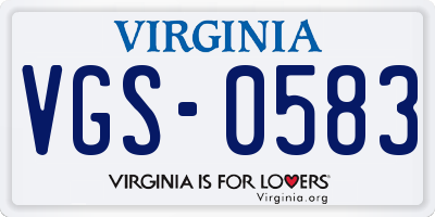 VA license plate VGS0583