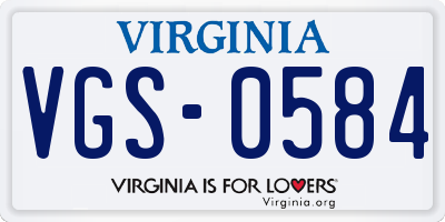 VA license plate VGS0584