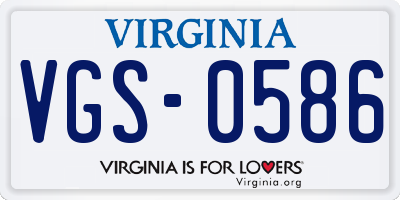 VA license plate VGS0586