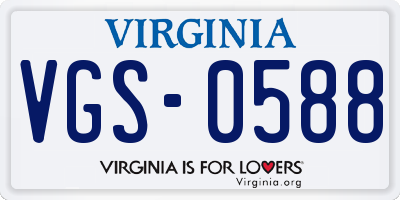 VA license plate VGS0588