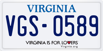 VA license plate VGS0589