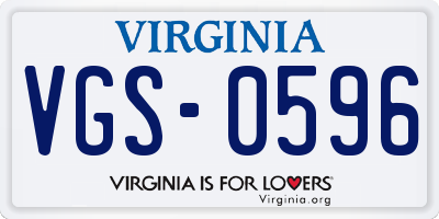VA license plate VGS0596