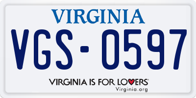 VA license plate VGS0597