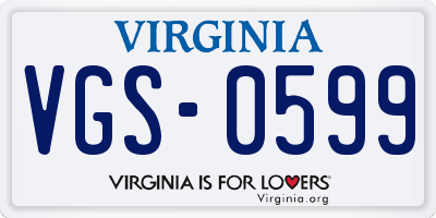 VA license plate VGS0599