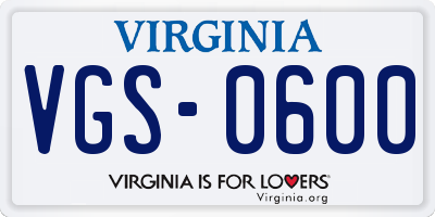 VA license plate VGS0600
