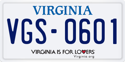 VA license plate VGS0601