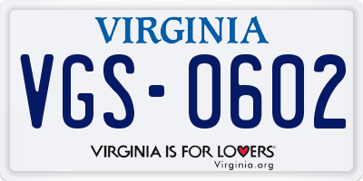 VA license plate VGS0602