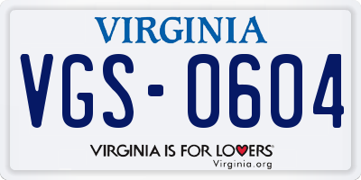VA license plate VGS0604