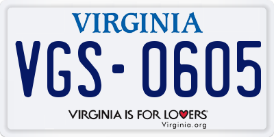 VA license plate VGS0605