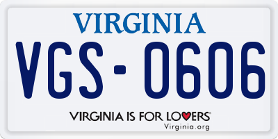 VA license plate VGS0606