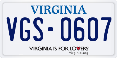 VA license plate VGS0607
