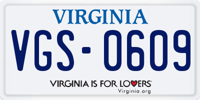 VA license plate VGS0609