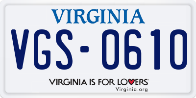 VA license plate VGS0610
