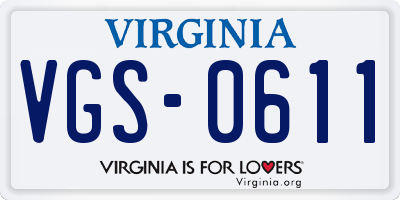 VA license plate VGS0611