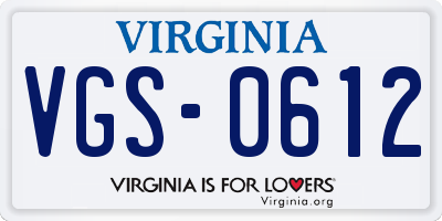 VA license plate VGS0612