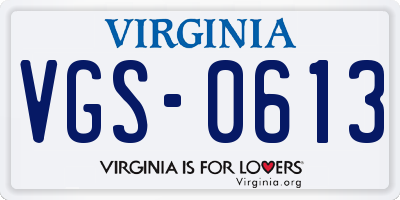 VA license plate VGS0613