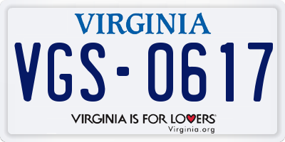 VA license plate VGS0617