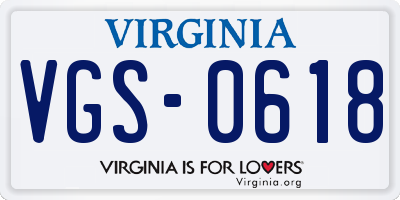 VA license plate VGS0618