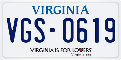 VA license plate VGS0619