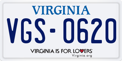VA license plate VGS0620