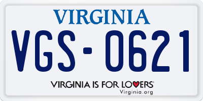 VA license plate VGS0621