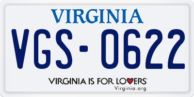 VA license plate VGS0622