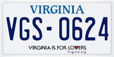 VA license plate VGS0624