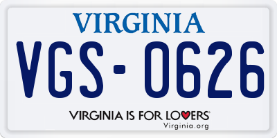VA license plate VGS0626