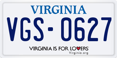 VA license plate VGS0627
