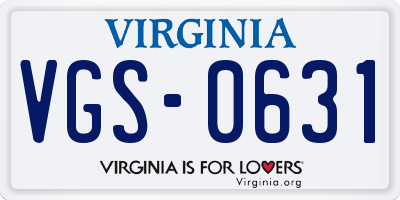 VA license plate VGS0631