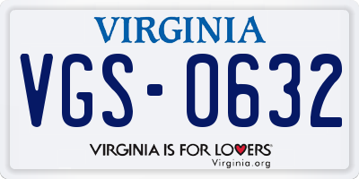 VA license plate VGS0632
