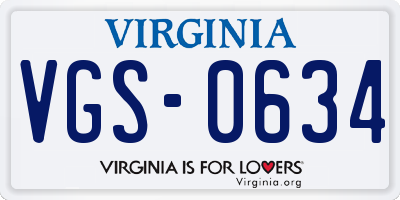 VA license plate VGS0634
