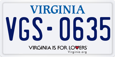 VA license plate VGS0635