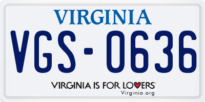 VA license plate VGS0636