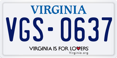 VA license plate VGS0637