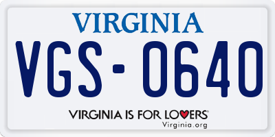 VA license plate VGS0640