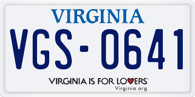 VA license plate VGS0641