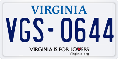 VA license plate VGS0644