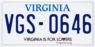 VA license plate VGS0646