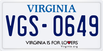VA license plate VGS0649