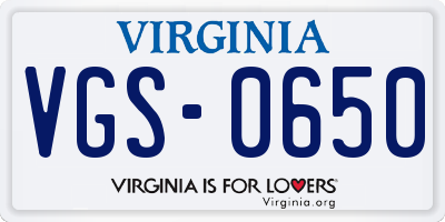 VA license plate VGS0650