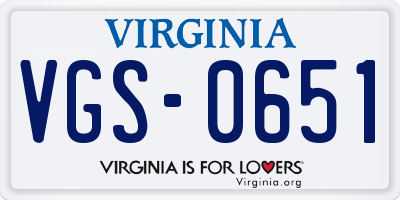 VA license plate VGS0651