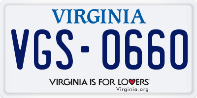 VA license plate VGS0660