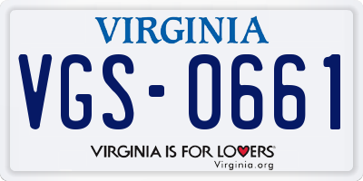VA license plate VGS0661