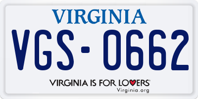 VA license plate VGS0662
