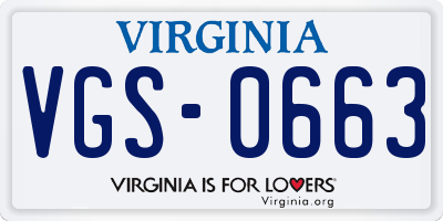 VA license plate VGS0663