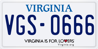 VA license plate VGS0666